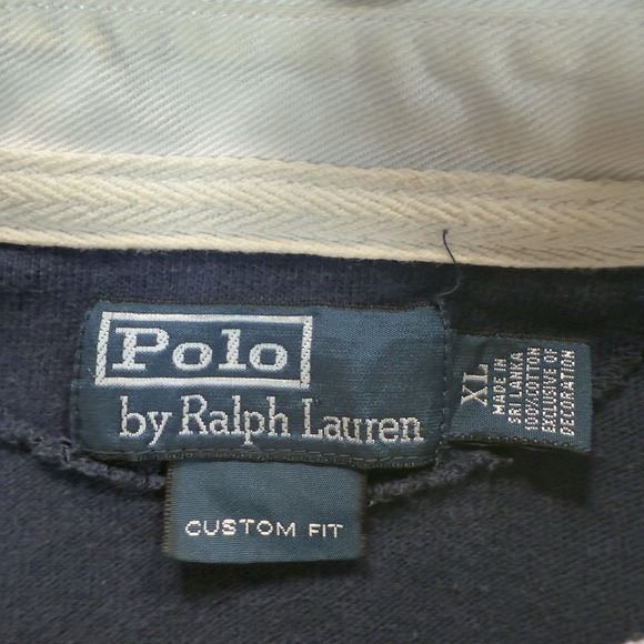Polo Ralph Lauren Rugby Shirt Mens XL Blue Burgundy Striped Crest Heavyweight - Picture 11 of 11